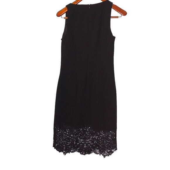 TRINA TURK Black Sleeveless V-Neck Midi Dress Crochet Hem Women's 4 - Picture 8 of 10